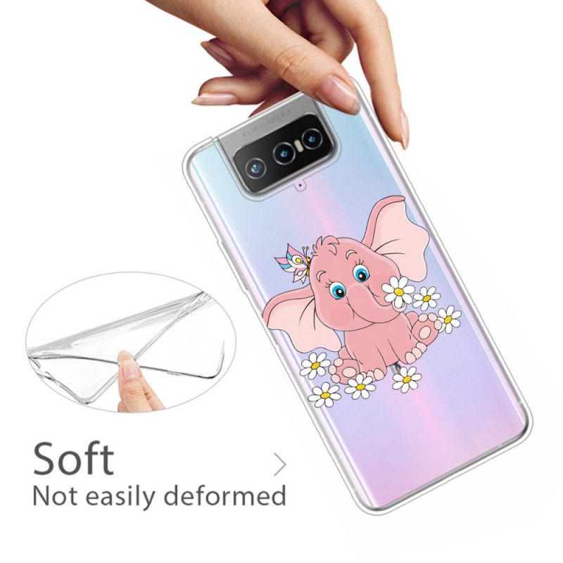 Coque Asus Zenfone 7 / 7 Pro Transparente Éléphant Rose