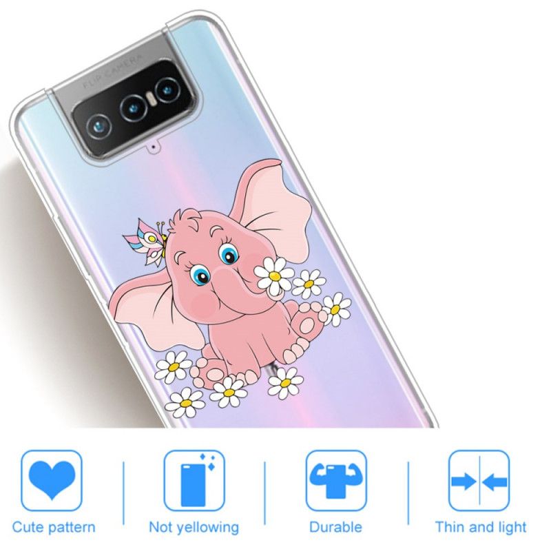 Coque Asus Zenfone 7 / 7 Pro Transparente Éléphant Rose