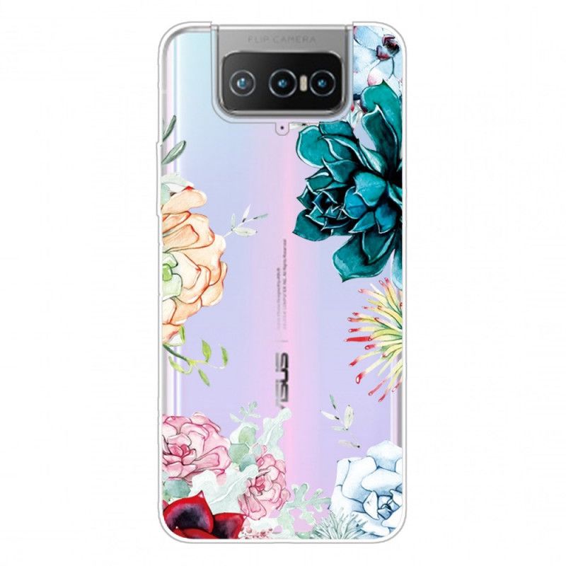 Coque Asus Zenfone 7 / 7 Pro Transparente Fleurs Aquarelle