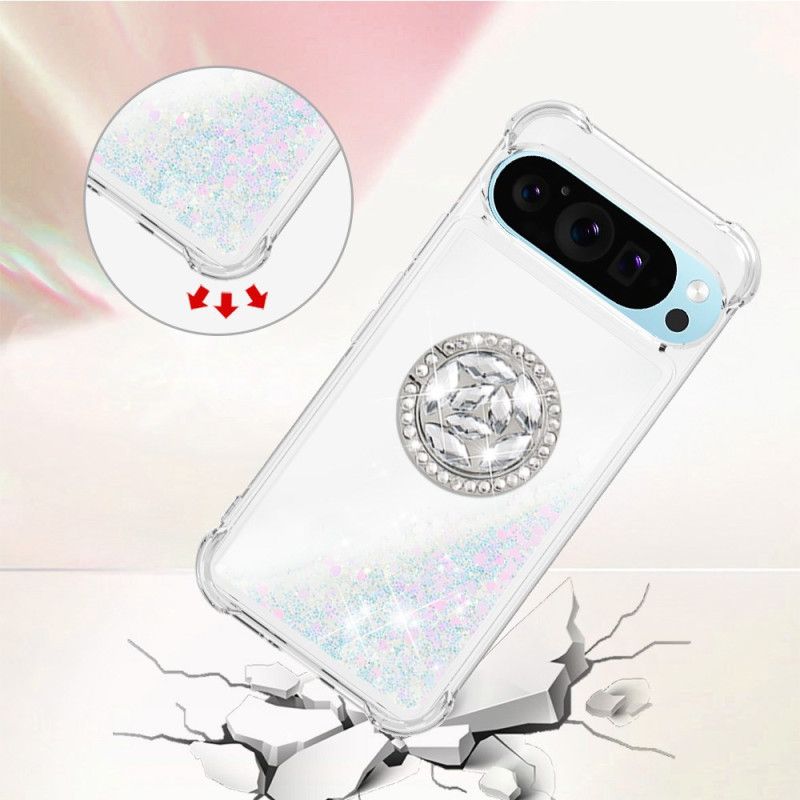 Coque Google Pixel 10 Paillettes avec Anneau-Support