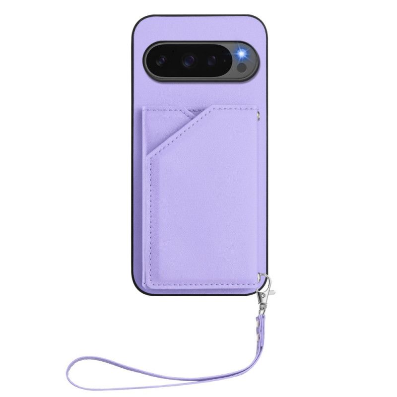 Coque Google Pixel 10 / Pixel 10 Pro Effet Cuir avec Porte-Cartes et Lanière