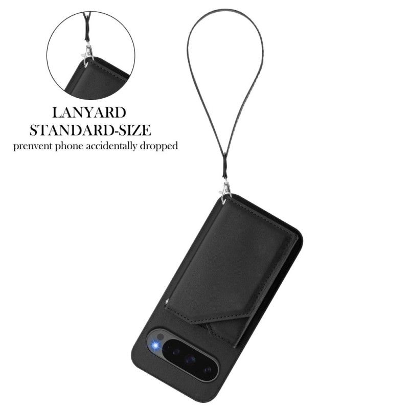 Coque Google Pixel 10 / Pixel 10 Pro Effet Cuir avec Porte-Cartes et Lanière