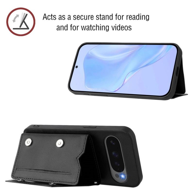 Coque Google Pixel 10 / Pixel 10 Pro Effet Cuir avec Porte-Cartes et Lanière