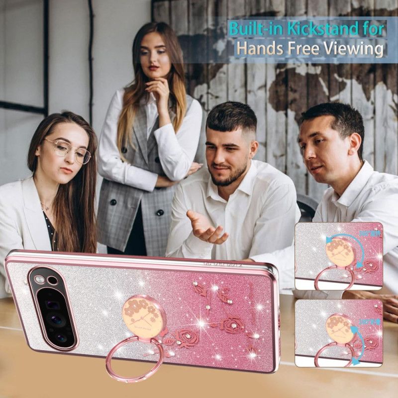 Coque Google Pixel 10 Pro XL Anneau-Support Strass KADEM