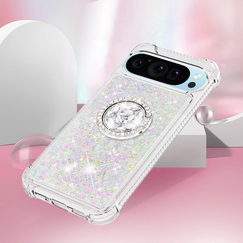 Coque Google Pixel 10 Pro XL Paillettes avec Anneau-Support