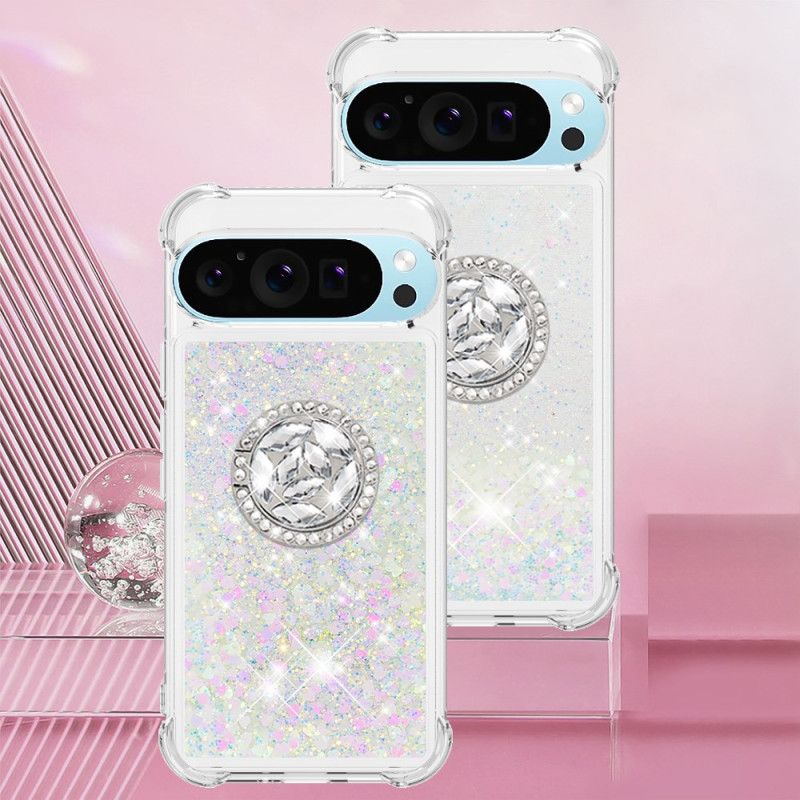 Coque Google Pixel 10 Pro XL Paillettes avec Anneau-Support