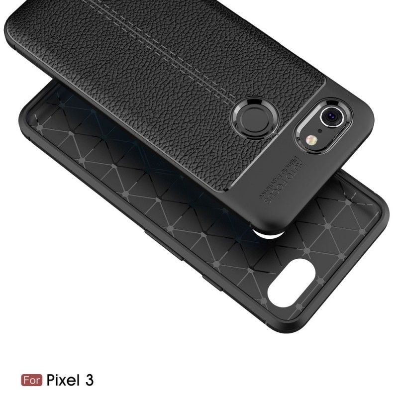 Coque Google Pixel 3 Effet Cuir Litchi Double Line