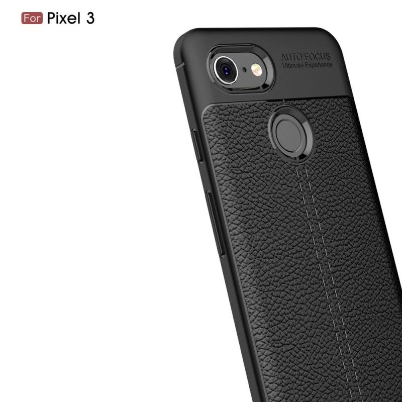 Coque Google Pixel 3 Effet Cuir Litchi Double Line