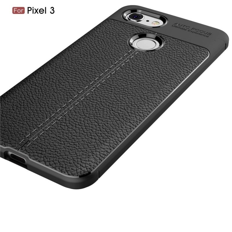 Coque Google Pixel 3 Effet Cuir Litchi Double Line