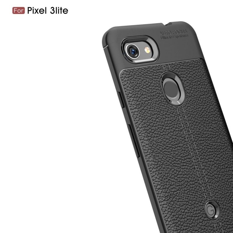 Coque Google Pixel 3a Effet Cuir Litchi Double Line