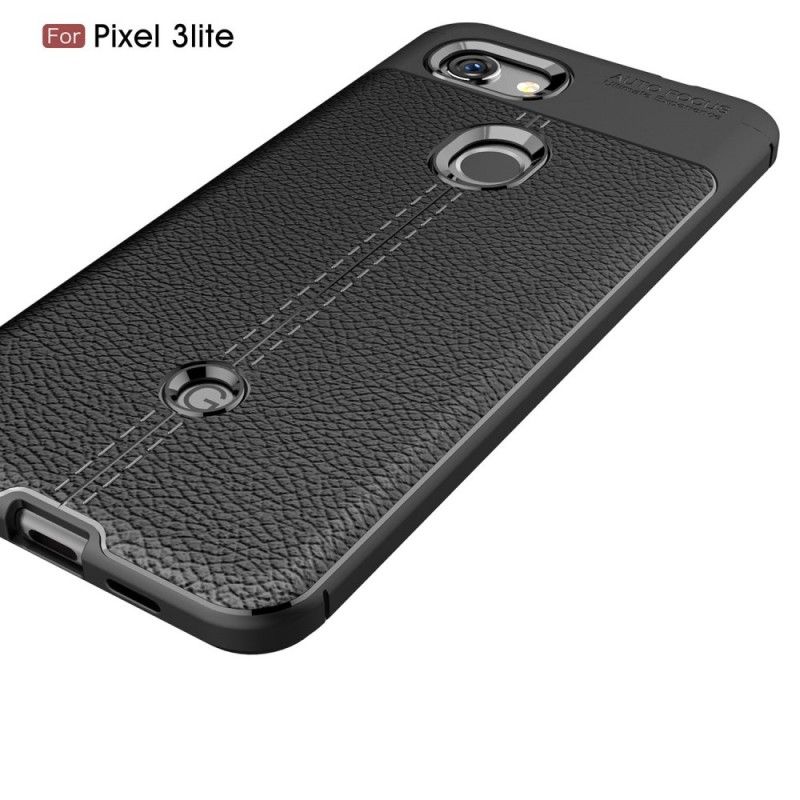 Coque Google Pixel 3a Effet Cuir Litchi Double Line