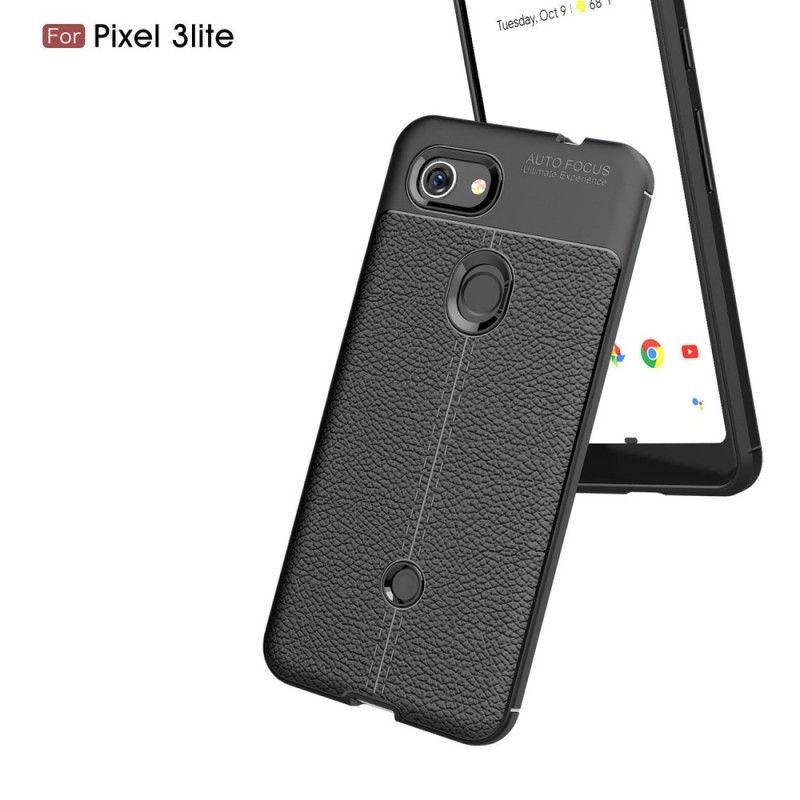 Coque Google Pixel 3a Effet Cuir Litchi Double Line