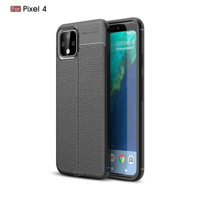 Coque Google Pixel 4 Effet Cuir Litchi Double Line