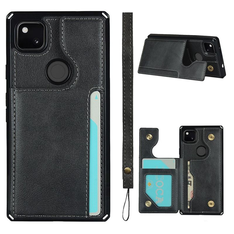 Coque Google Pixel 4a Porte-cartes Support Et Lanière