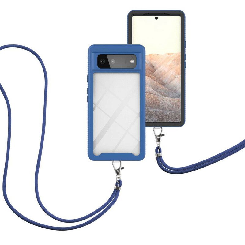 Coque Google Pixel 6 Hybride Avec Cordon Et Contour Coloré