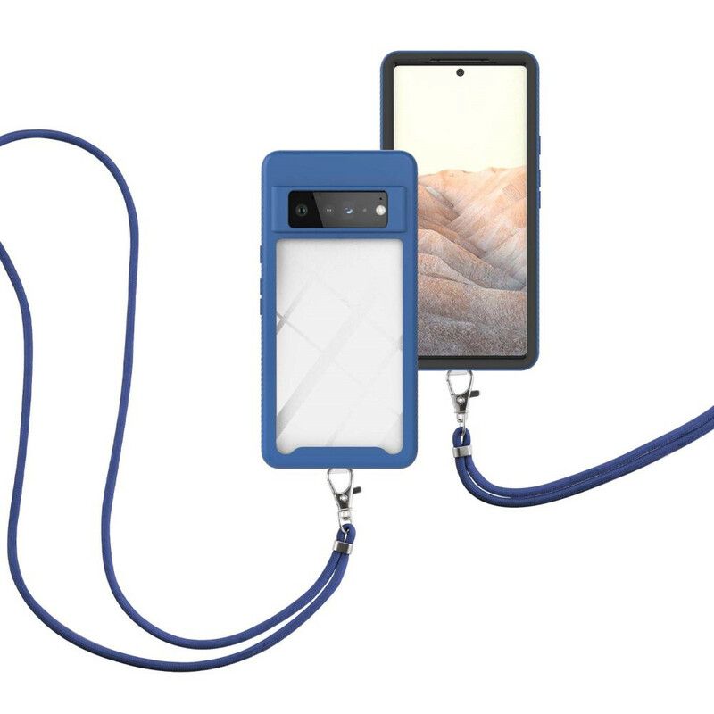 Coque Google Pixel 6 Pro Hybride Avec Cordon Et Contour Coloré