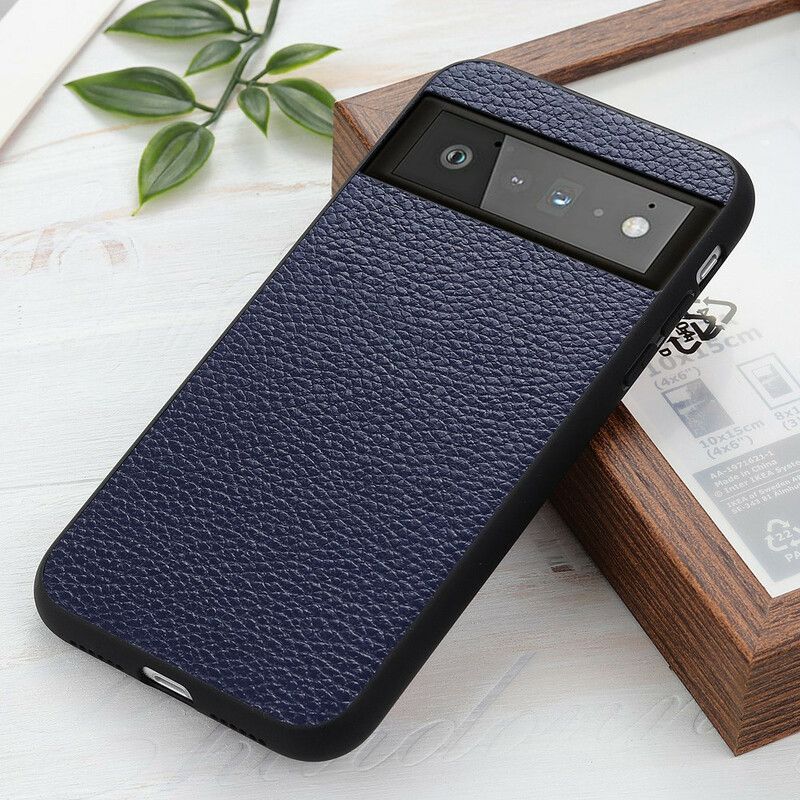 Coque Google Pixel 6 Véritable Cuir Litchi