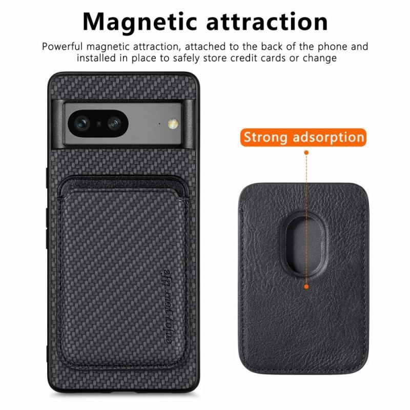 Coque Google Pixel 7 Fibre Carbone Porte-Cartes Amovible