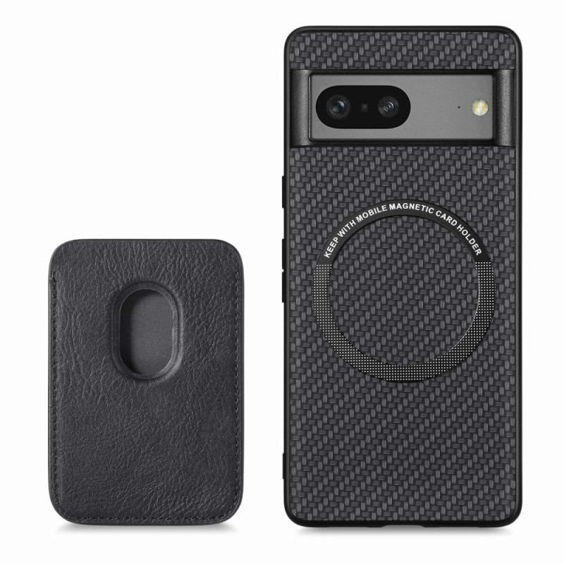 Coque Google Pixel 7 Fibre Carbone Porte-Cartes Amovible