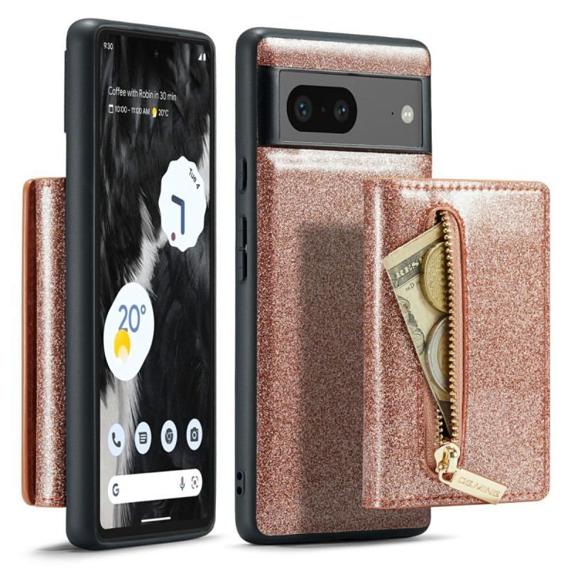 Coque Google Pixel 7 Paillettes Porte-Cartes Détachable