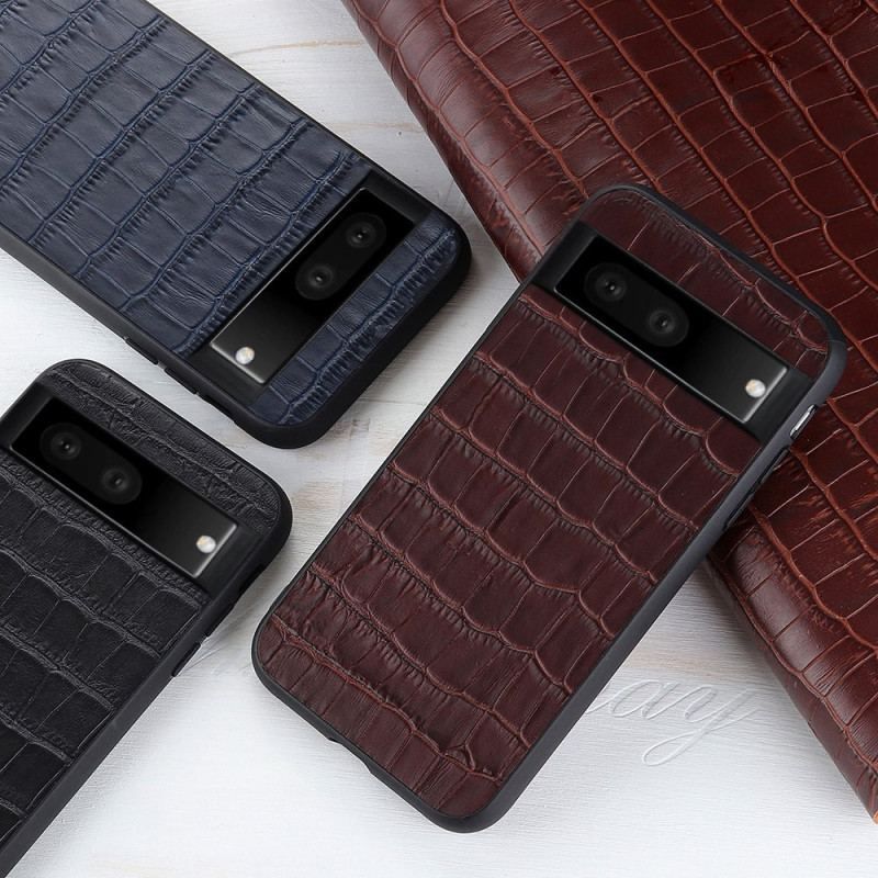 Coque Google Pixel 7 Véritable Cuir Style Crocodile