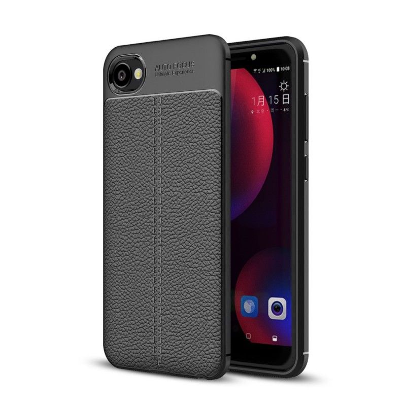 Coque Htc Desire 12 Effet Cuir Litchi Double Line