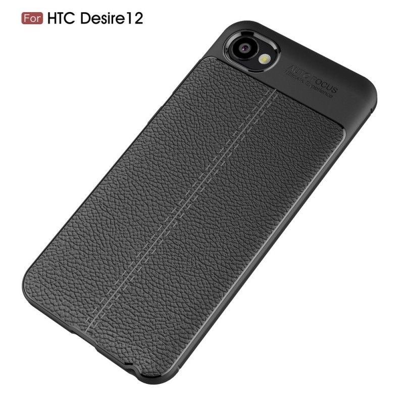 Coque Htc Desire 12 Effet Cuir Litchi Double Line