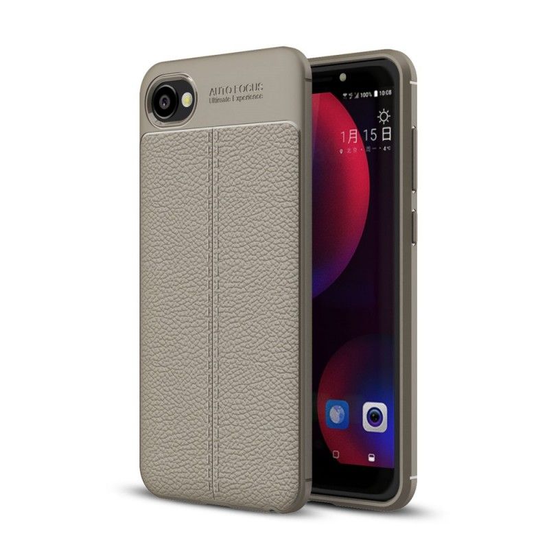 Coque Htc Desire 12 Effet Cuir Litchi Double Line