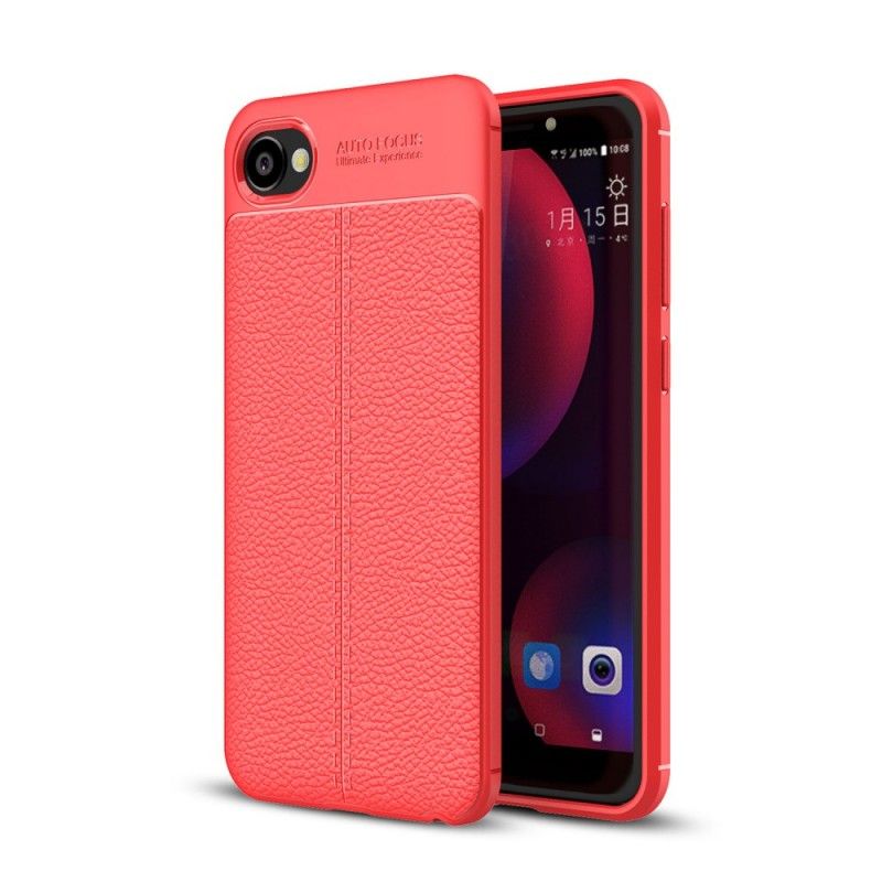 Coque Htc Desire 12 Effet Cuir Litchi Double Line