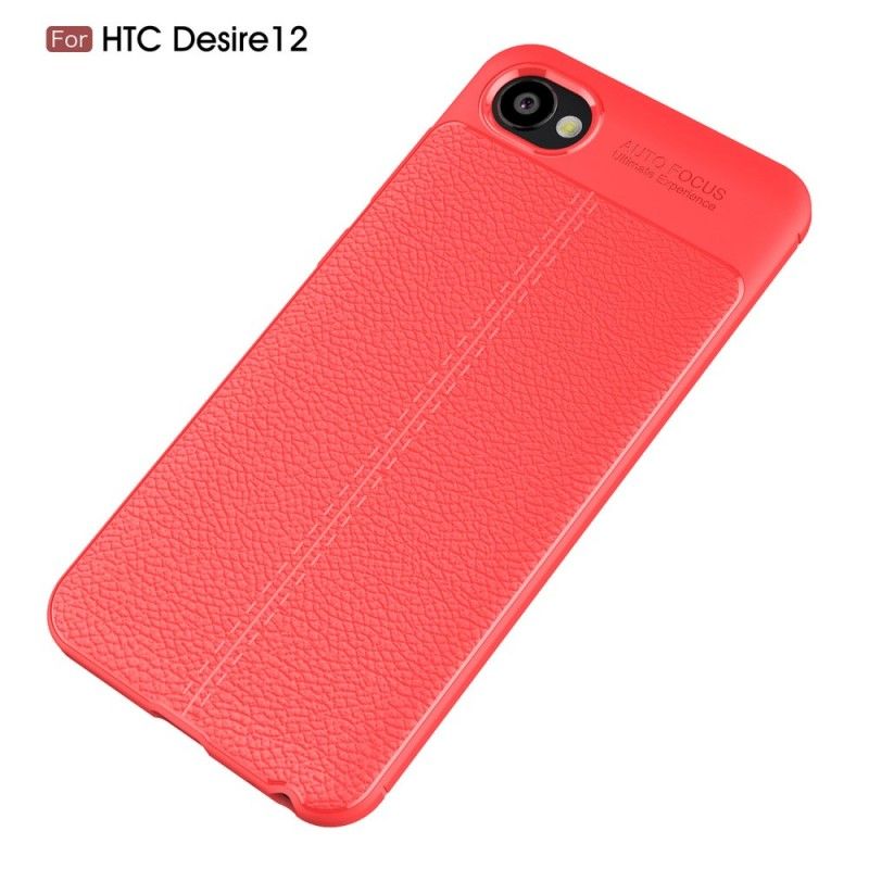 Coque Htc Desire 12 Effet Cuir Litchi Double Line