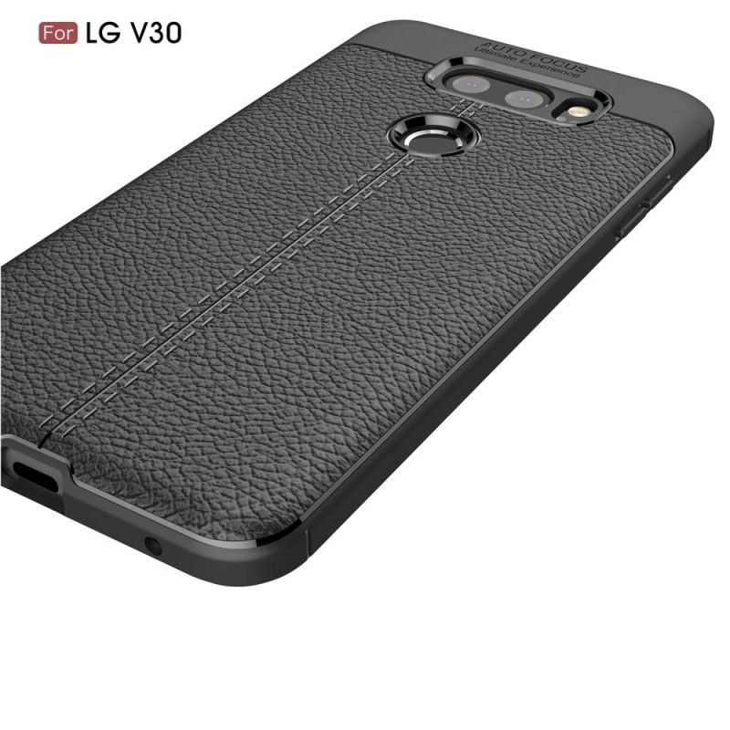 Coque Lg V30 Effet Cuir Litchi Double Line