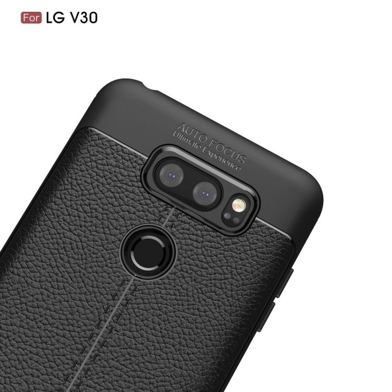 Coque Lg V30 Effet Cuir Litchi Double Line