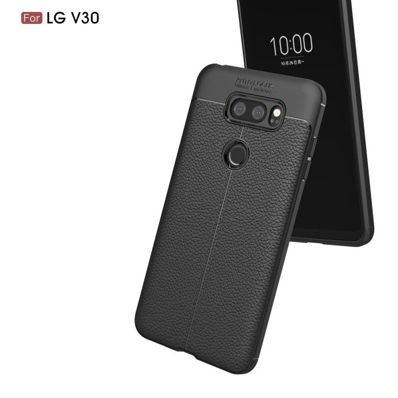 Coque Lg V30 Effet Cuir Litchi Double Line