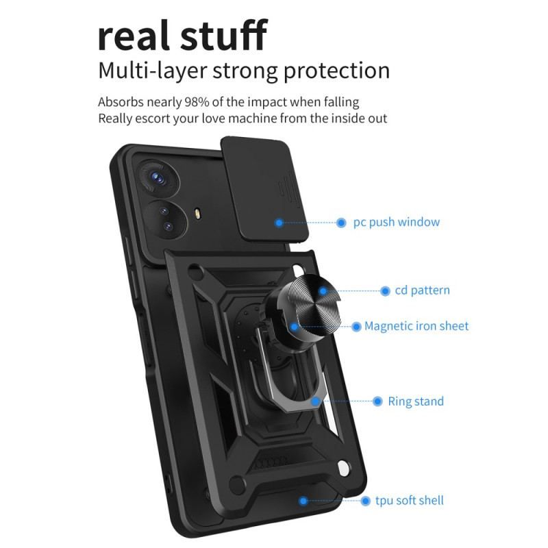 Coque Moto G73 5G Anneau-Support et Protège Lentilles