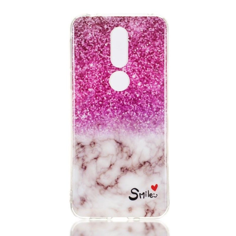 Coque Nokia 7.1 Marbre Paillettes Et Smile