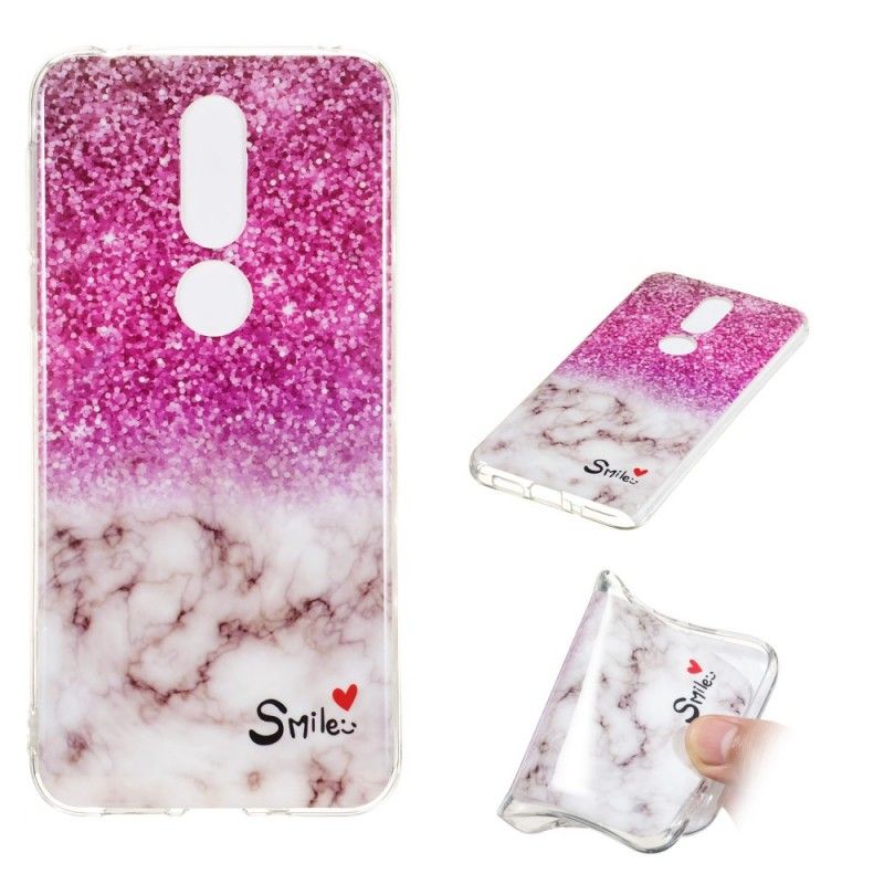 Coque Nokia 7.1 Marbre Paillettes Et Smile