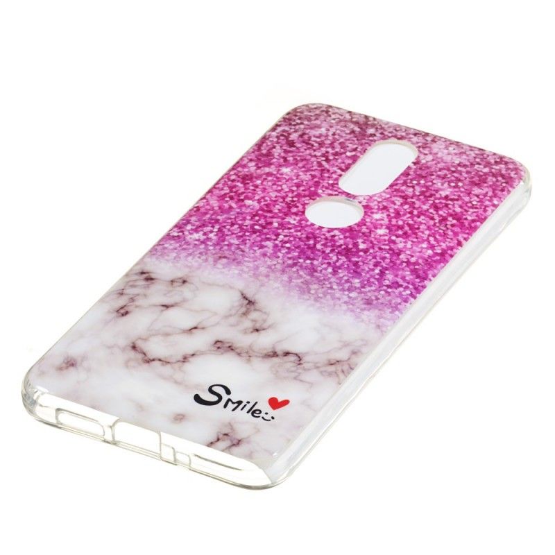 Coque Nokia 7.1 Marbre Paillettes Et Smile