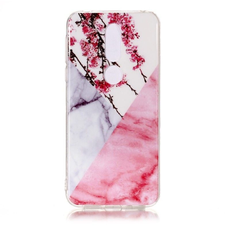 Coque Nokia 7.1 Marbrée Fleurs De Prunier