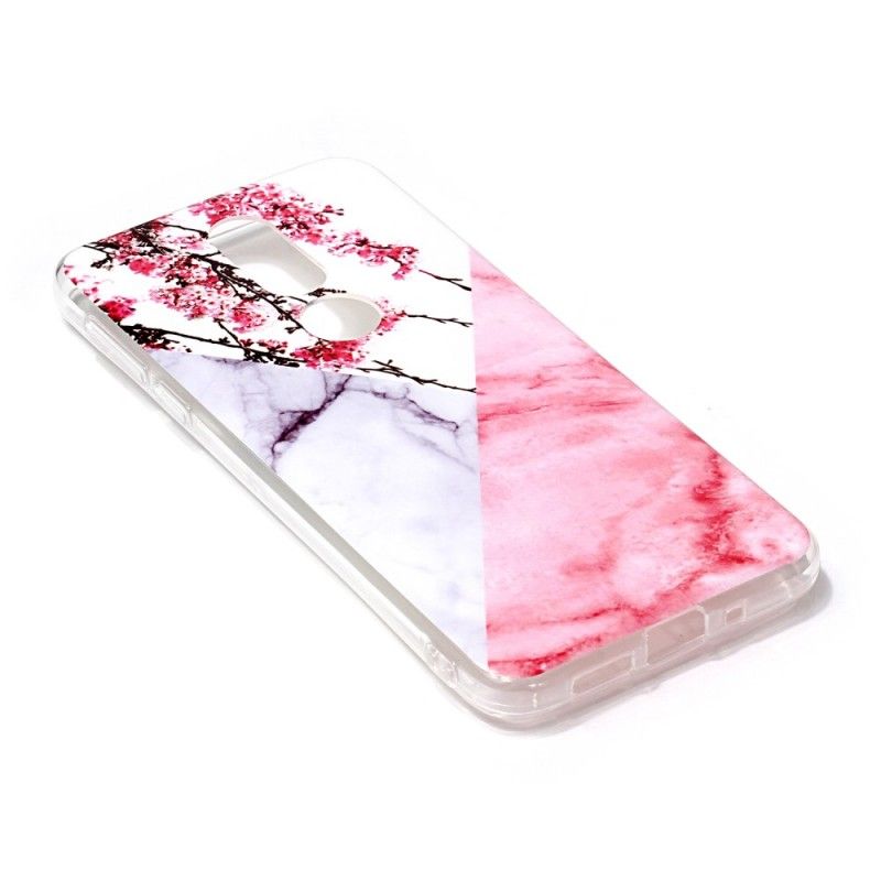 Coque Nokia 7.1 Marbrée Fleurs De Prunier