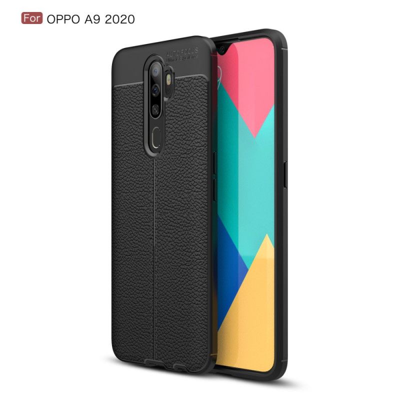 Coque Oppo A9 2020 / A5 2010 Effet Cuir Litchi Double Line