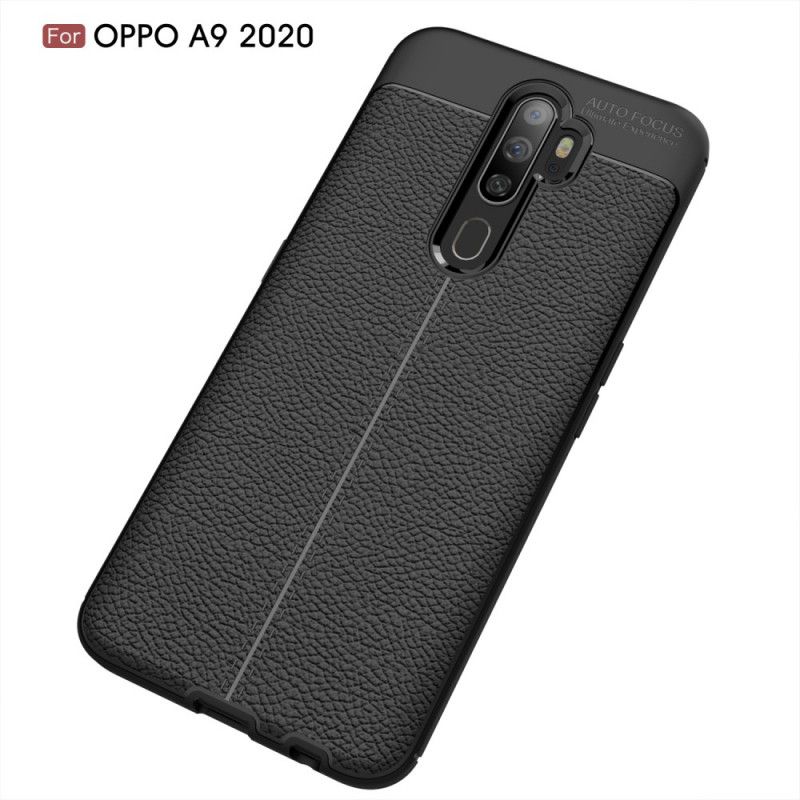 Coque Oppo A9 2020 / A5 2010 Effet Cuir Litchi Double Line