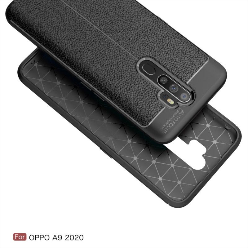 Coque Oppo A9 2020 / A5 2010 Effet Cuir Litchi Double Line