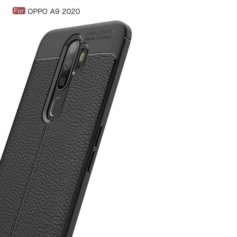 Coque Oppo A9 2020 / A5 2010 Effet Cuir Litchi Double Line