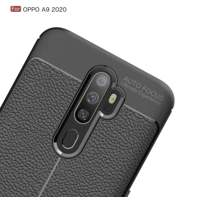 Coque Oppo A9 2020 / A5 2010 Effet Cuir Litchi Double Line