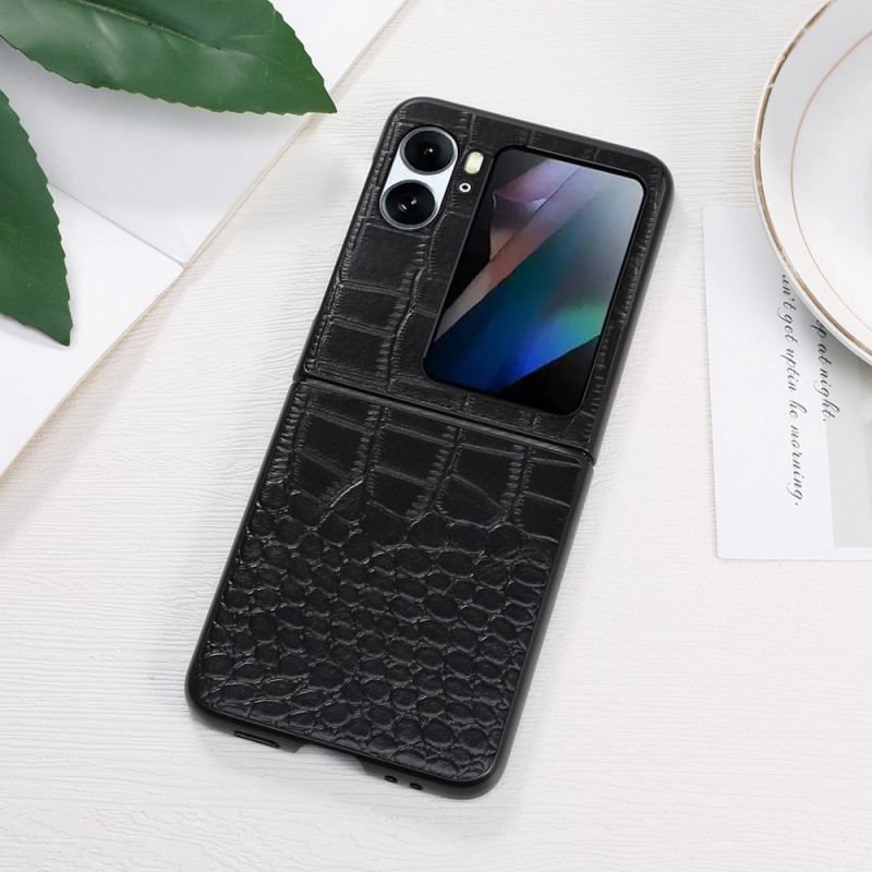 Coque Oppo Find N2 Flip Vrai cuir Style Peau de Crocodile