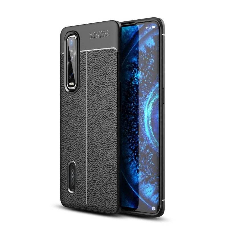 Coque Oppo Find X2 Pro Effet Cuir Litchi Double Line