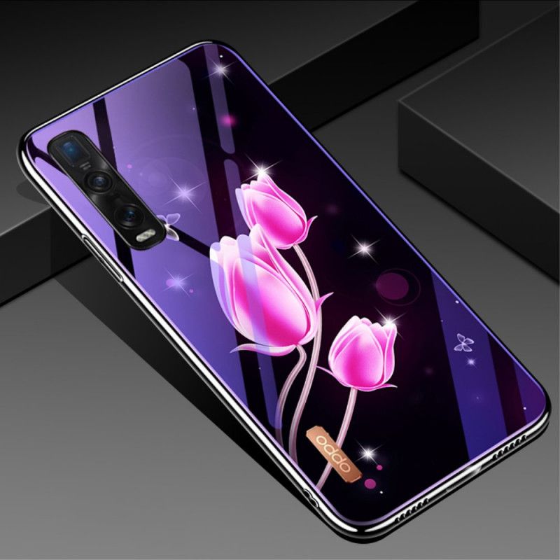 Coque Oppo Find X2 Pro Verre Trempé Et Silicone Florale