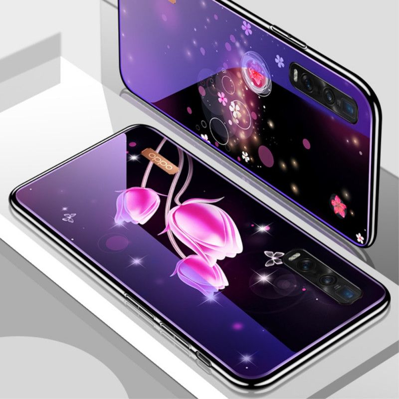 Coque Oppo Find X2 Pro Verre Trempé Et Silicone Florale