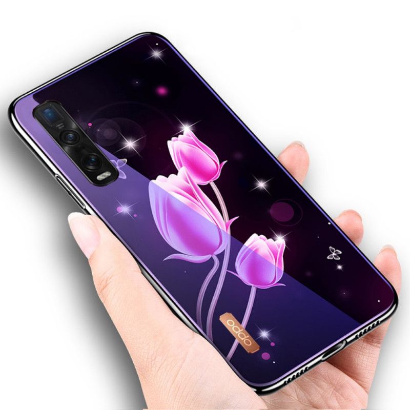 Coque Oppo Find X2 Pro Verre Trempé Et Silicone Florale