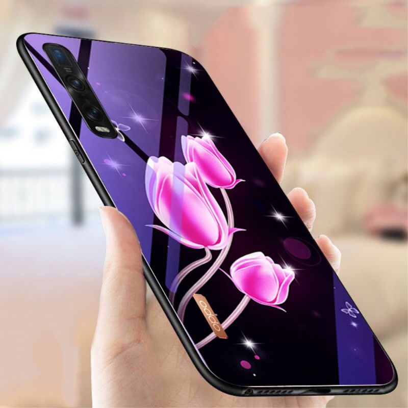 Coque Oppo Find X2 Pro Verre Trempé Et Silicone Florale